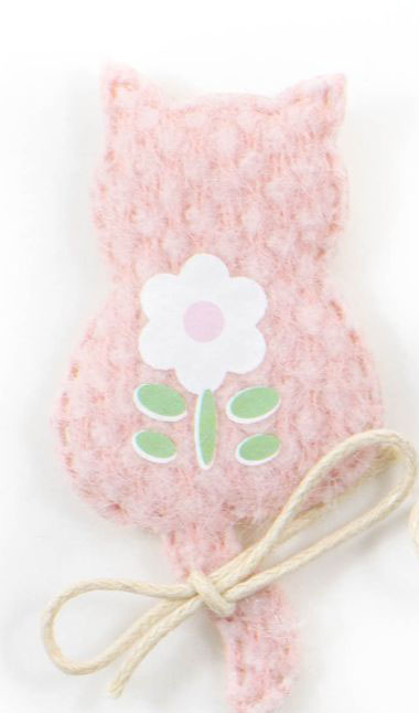 Украшение пришивное Котик с цветком цв.розовый
