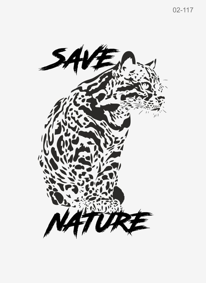 02-117 Термотрансфер Кошка Save nature, чёрный 15х25см
