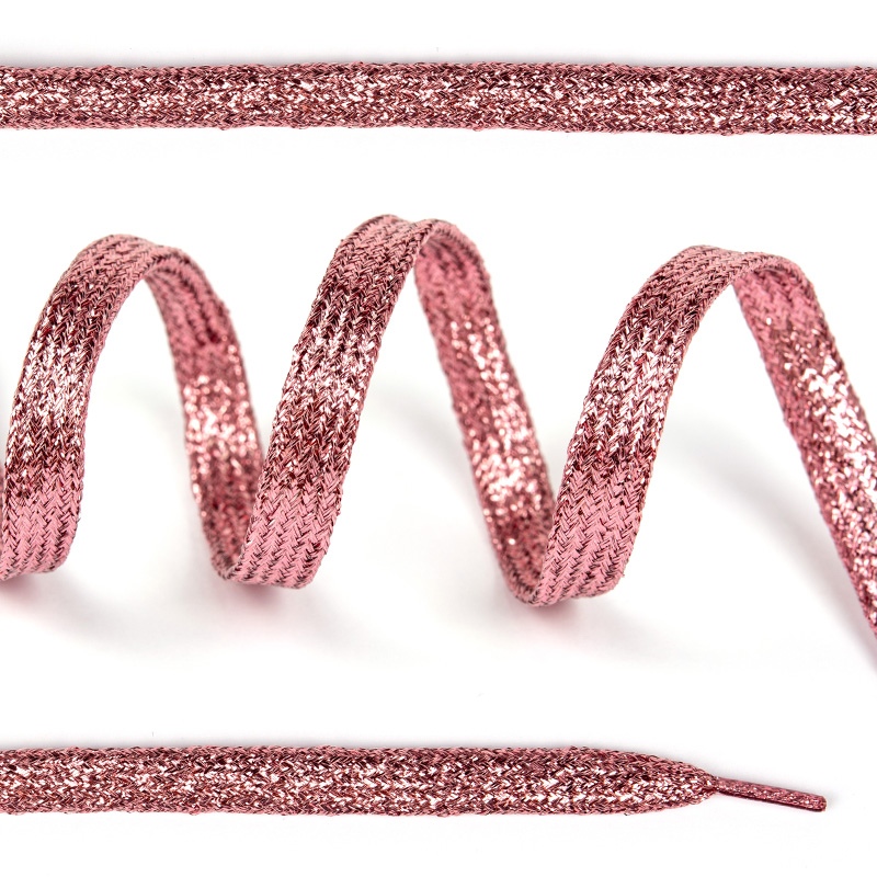 Шнурок плоский металлизированный 10мм дл.100см цв. розовый 